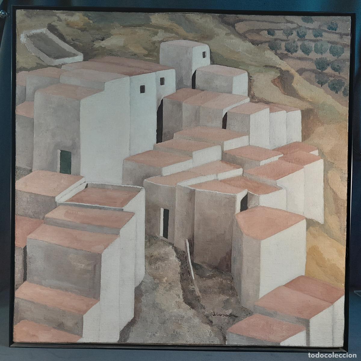Art: A-576. &Oacute;LEO SOBRE LIENZO PAISAJE URBANO CUBISTA. JUAN LOSADA J&Aacute;VEGA. SEGUNDA MITAD DEL S. XX