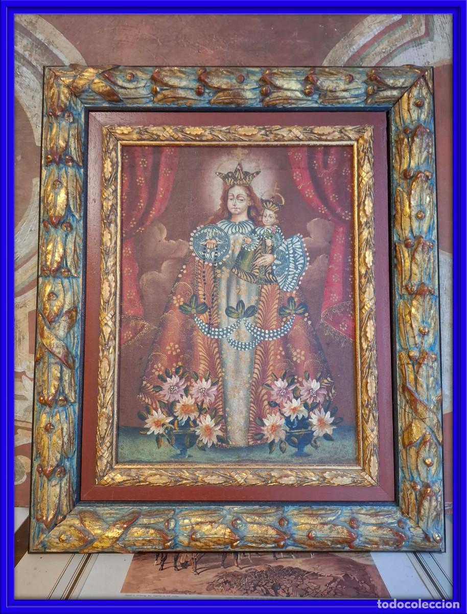 Arte: CUADRO ANTIGUO CUZQUE&Ntilde;O DE UNA VIRGEN OLEO SOBRE LIENZO