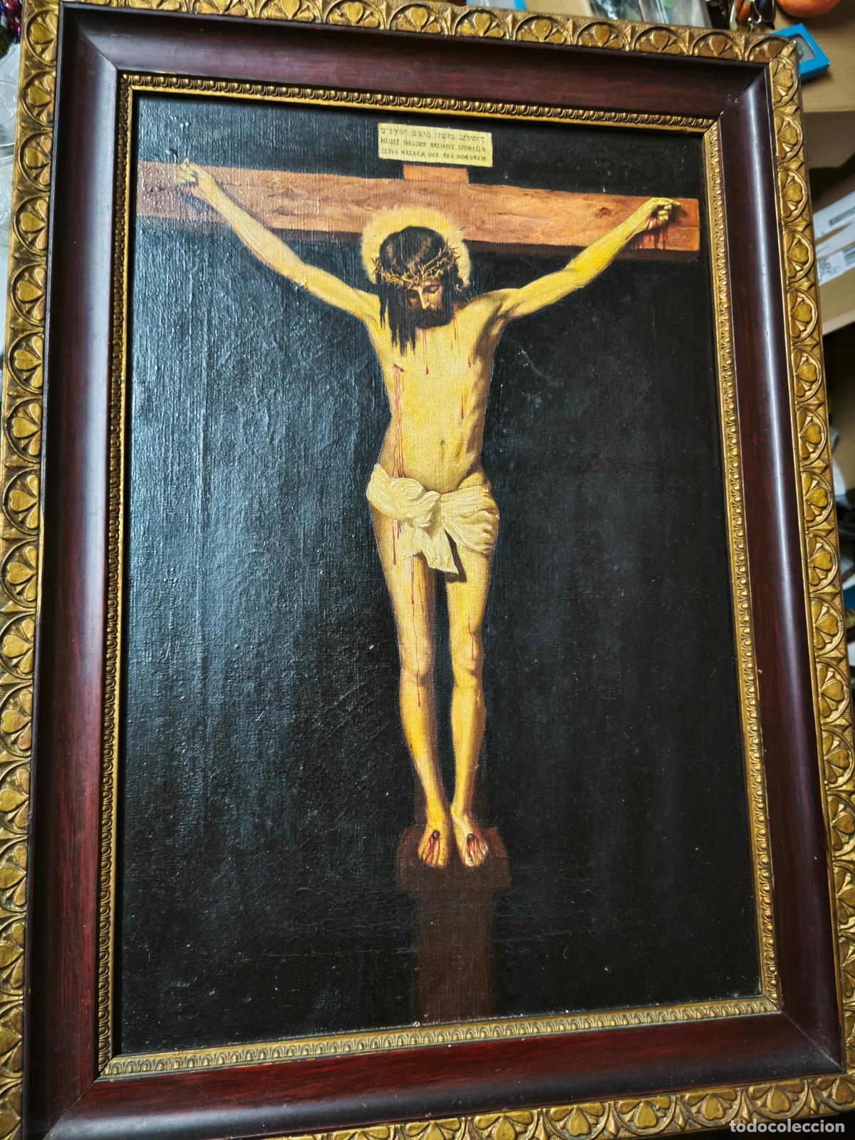 Arte: Copia del &rdquo;Cristo&rdquo; de Velazquez por L. M. de Arriaga a&ntilde;o 1915. Oleo sobre lienzo. 55 x 40 cms