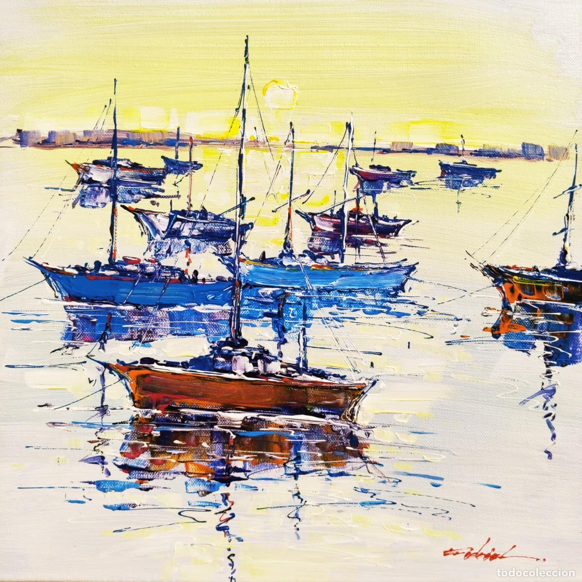 Arte: uadro al oleo sobre lienzo ,,los barcos,,el a&ntilde;o 2026.