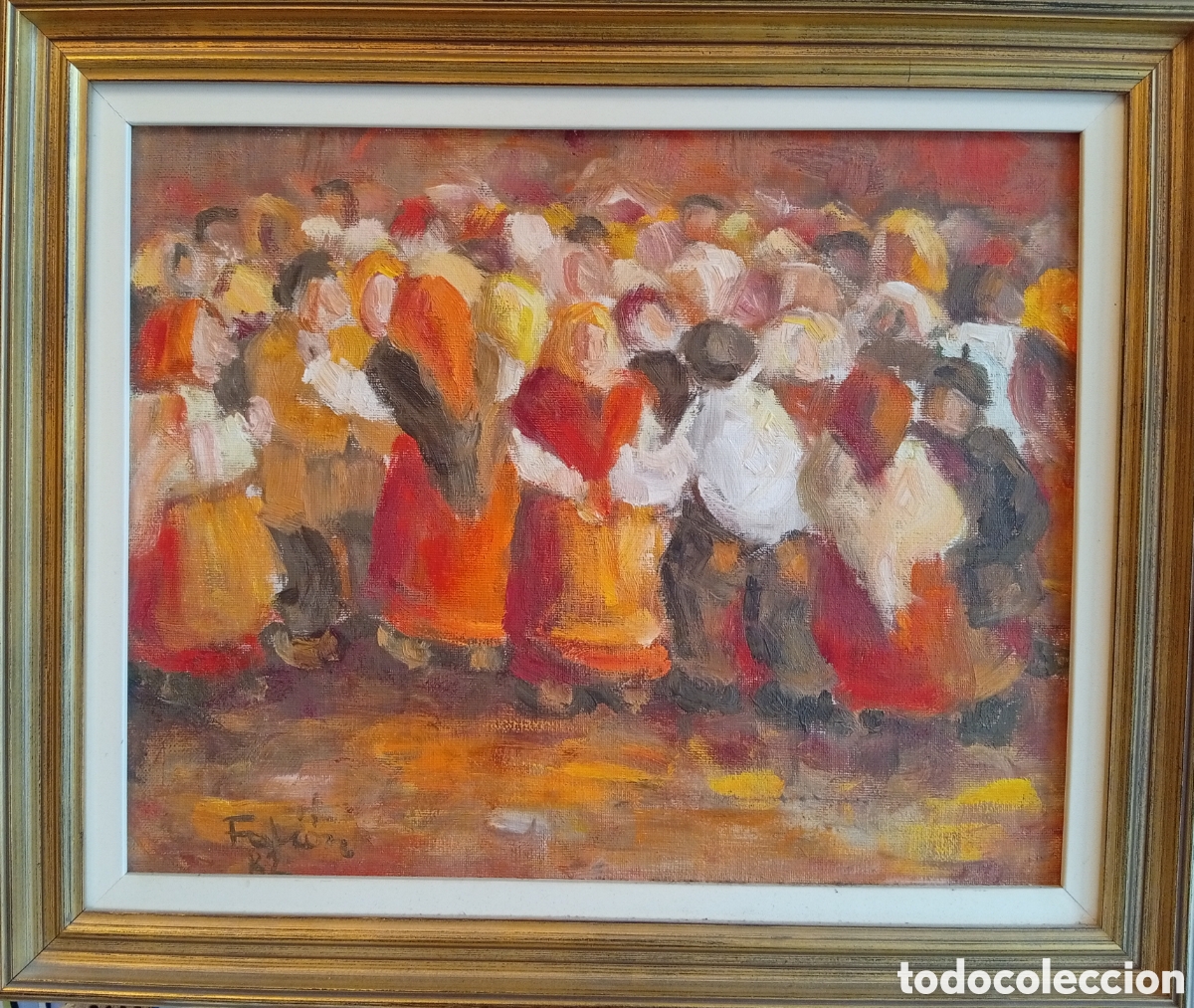 Arte: Pintura gallega preciosa obra oleo lienzo del gran falcon Xaime Fari&ntilde;a ( Cambados, Pontevedra 1942)