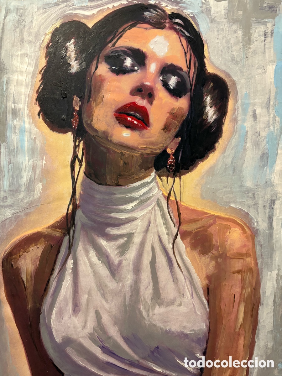 Arte: Cuadro original de princesa Leia pintado a mano - Foto 2