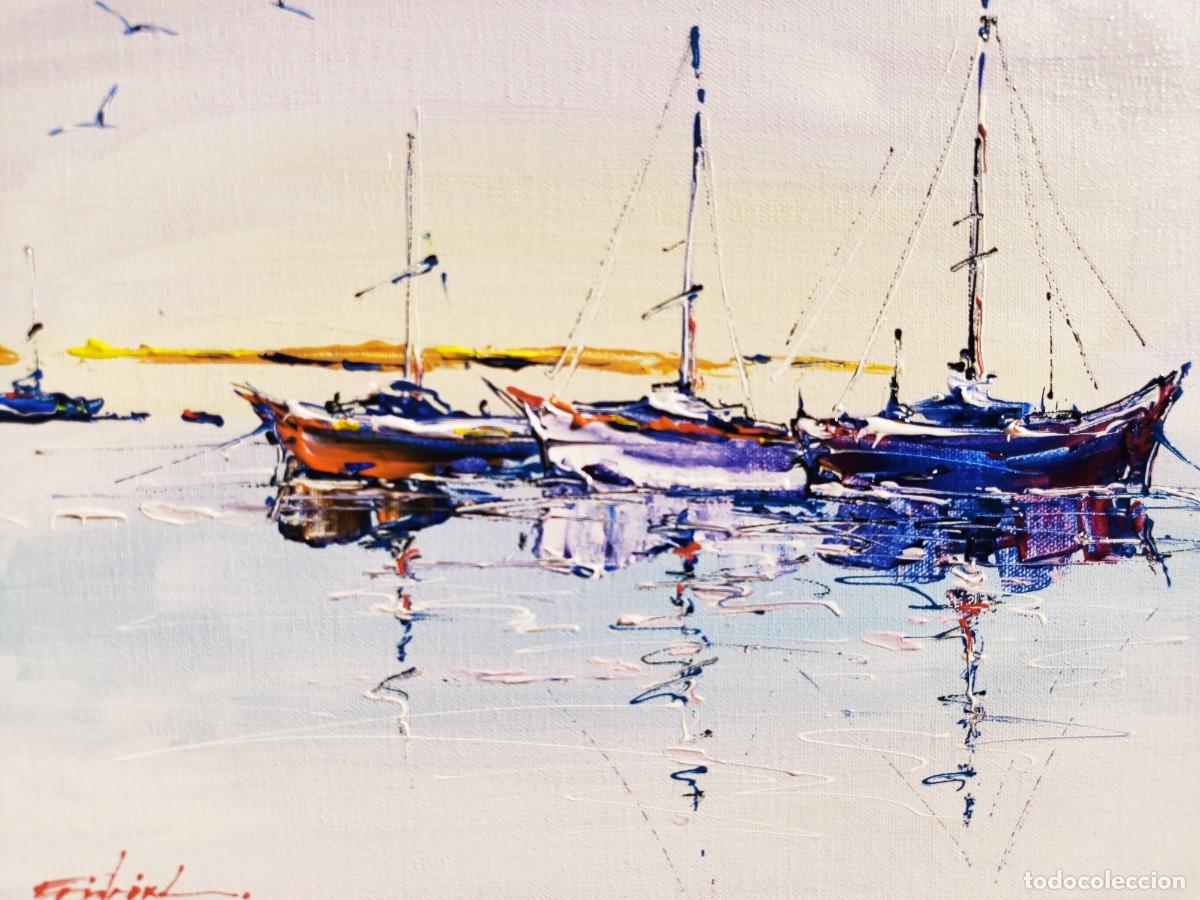 Arte: Cuadro al oleo sobre lienzo ,,los barcos,, 30х40 el a&ntilde;o 2026.