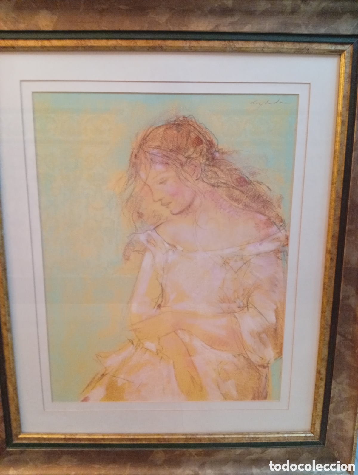 Arte: Pintura gallega t&eacute;cnica mixta pastel del gran pintor Xaime Quessada Porto ( Ourense 1907-2007)