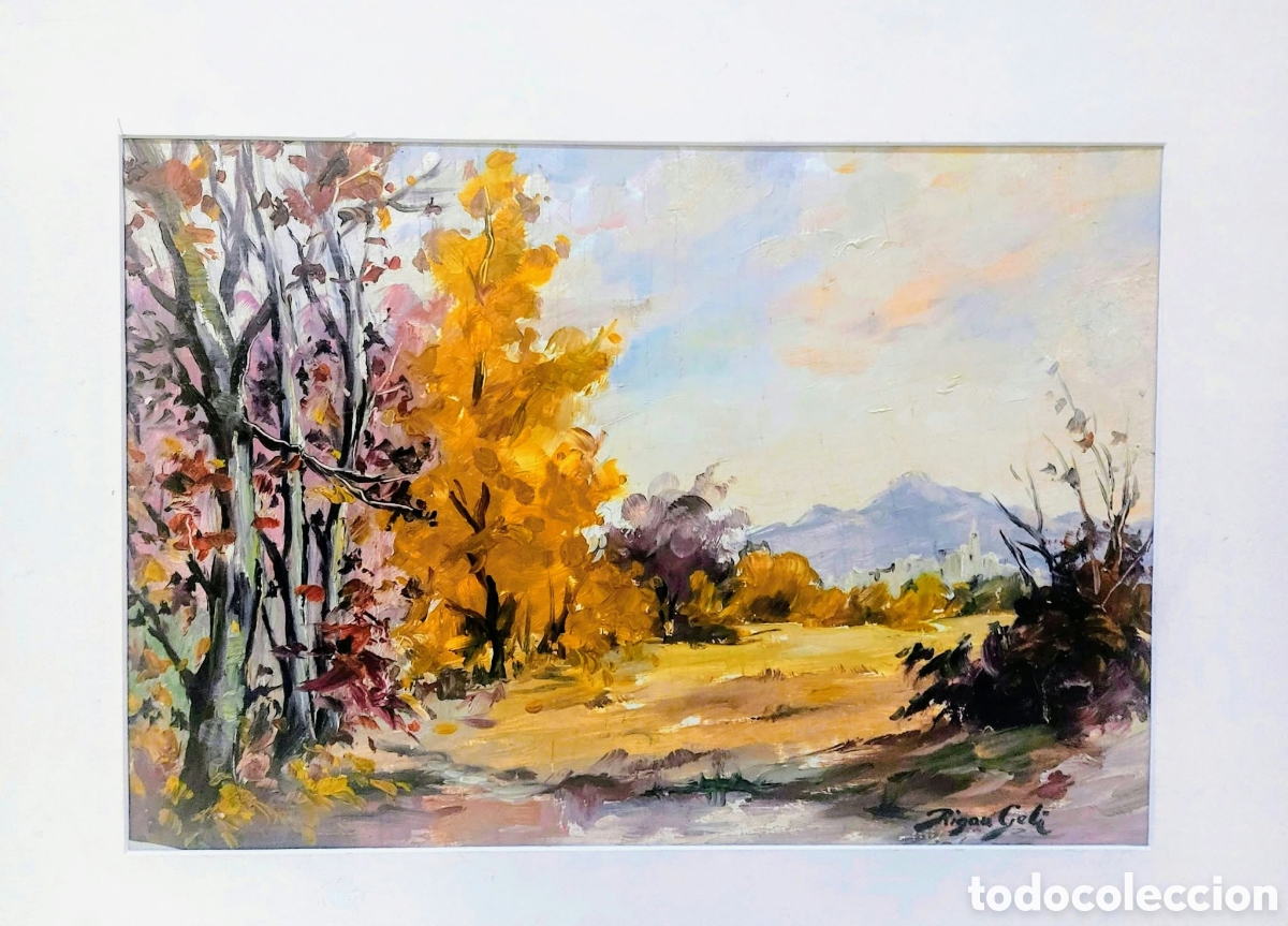Arte: RIGAU GELI OLEO MADERA 41X33 PAISAJE LLAGOSTERA NO HAY MARCO