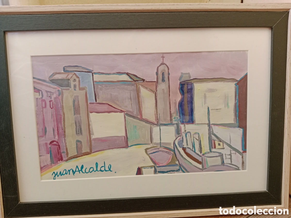Arte: JUAN ALCALDE, GOUACHE PAISAJE URBANO , ESCUELA DE PAR&Iacute;S, PINTOR MADRILE&Ntilde;O