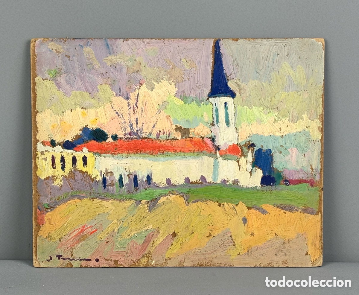 Arte: JAUME FERRAN I CLUA (1851-1929) - PAISAJE PUNTILLISTA - OLEO TABLEX