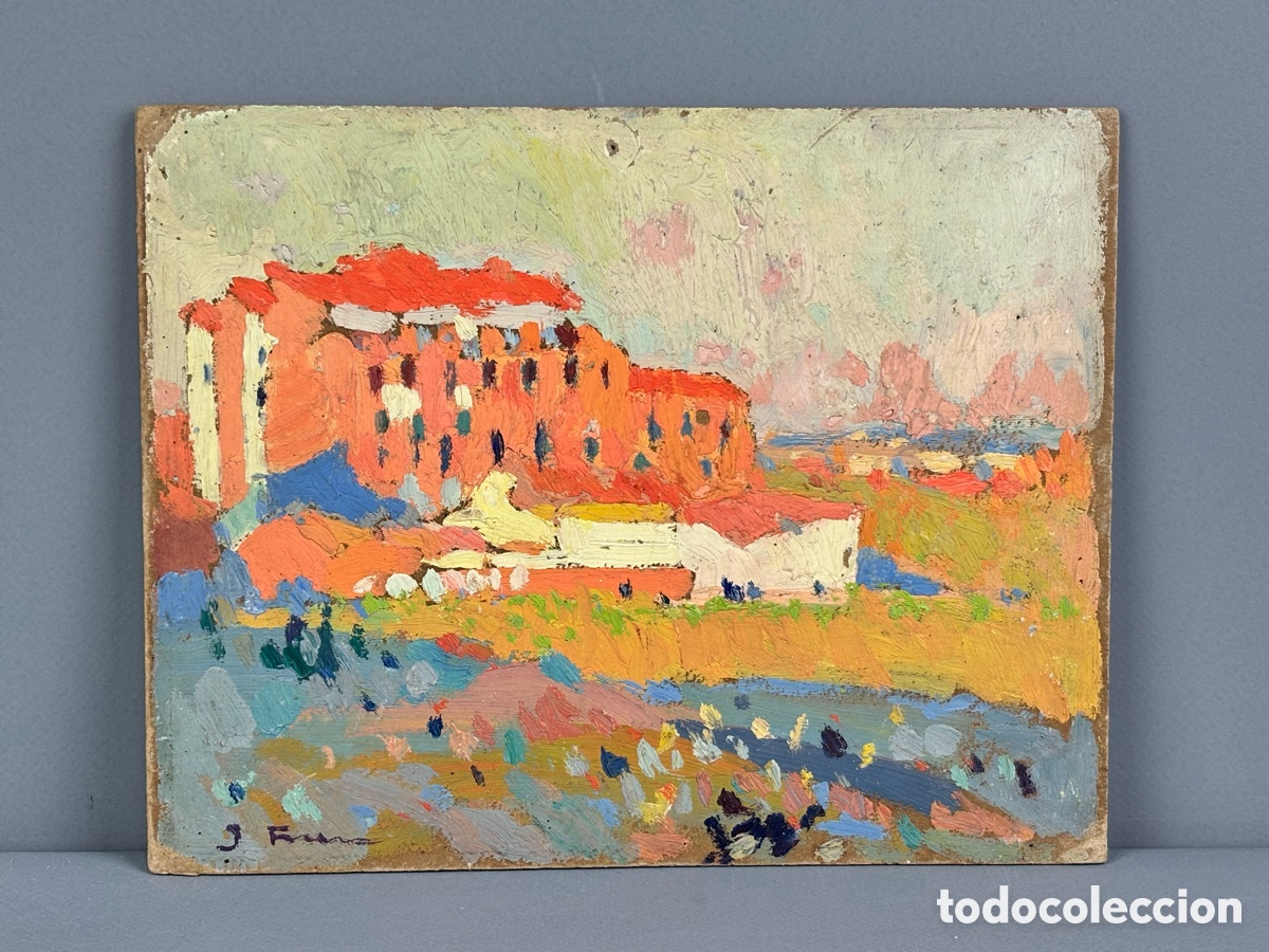 Arte: JAUME FERRAN I CLUA (1851-1929) - PAISAJE PUNTILLISTA - OLEO TABLEX