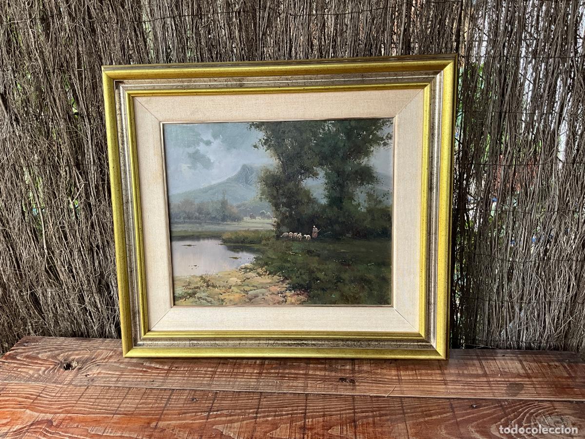 Arte: PINTURA &Oacute;LEO EN TELA DE PAISAJE FIRMADO - COLOMER VALLS - SAN FELIU DE PALLAROLS 1965