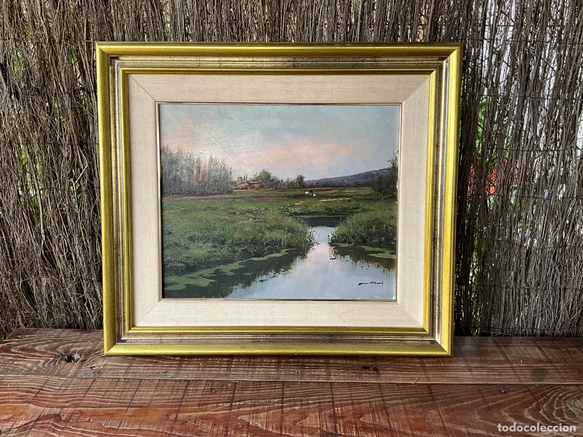 Arte: PINTURA &Oacute;LEO EN TELA DE PAISAJE FIRMADO - JOAN COLOMER - SAN FELIU DE PALLAROLS 1965