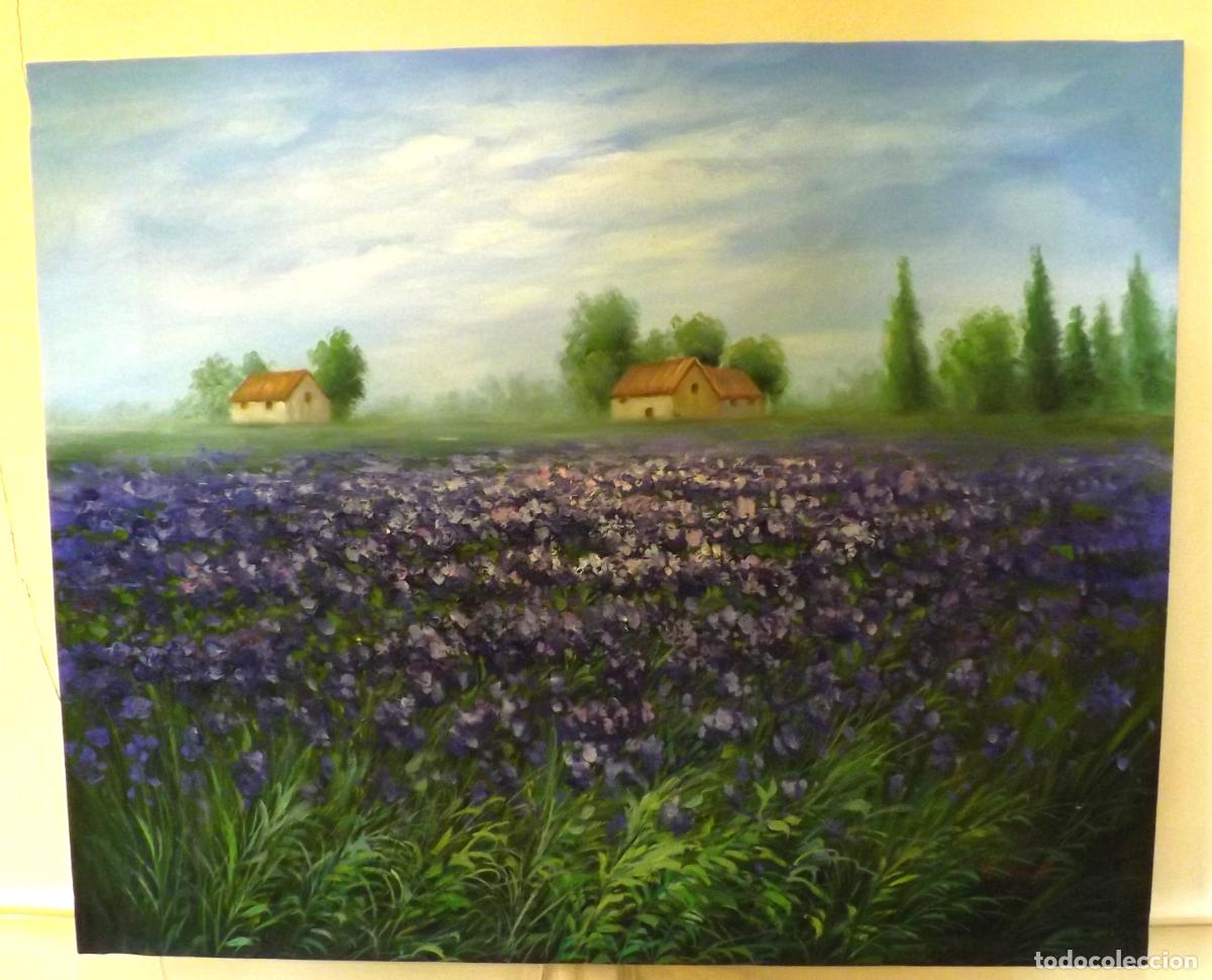 Arte: Oleo sobre lienzo pintura decorativa de Paisaje impresionista campo lavandas (Canvas)