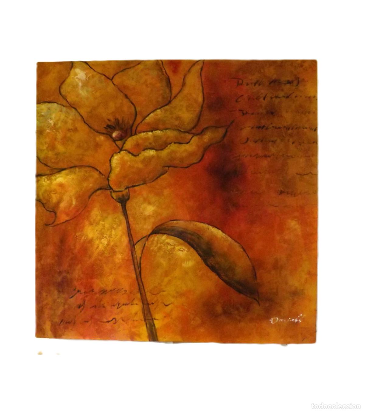 Arte: Oleo sobre lienzo pintura decorativa Flor Naranja II (Canvas)