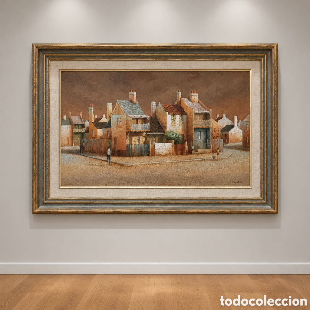 Arte: OLEO SOBRE TABLEX. AUTOR : JOHN POINTON. TITULO : TARDE EN REDFERN. OBRA 61 &times;38 CM. MARCO 77&times; 54 CM