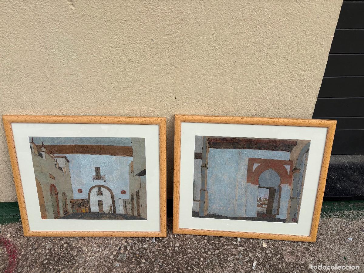 Arte: 2 cuadros koyama Cadaqu&eacute;s t&eacute;cnica mixta sobre papel