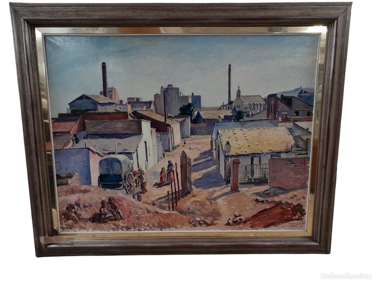 Arte: A-577. &Oacute;LEO SOBRE LIENZO. A. YGLESIAS. PAISAJE URBANO Y INDUSTRIAL. 1930