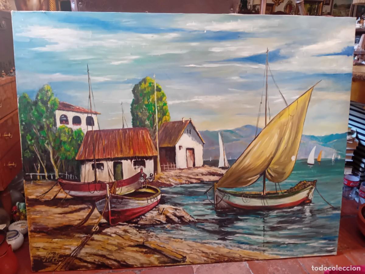 Arte: Paisaje de costa marina firmado a&ntilde;o 1980 &oacute;leo sobre lienzo