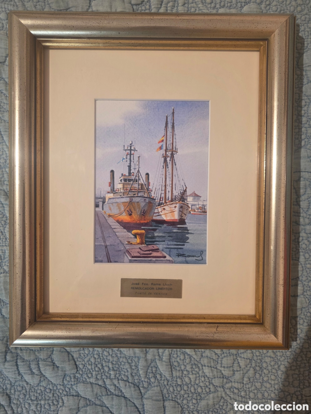 Arte: Acuarela Original J. F. Rams Lluch - Remolcador Libertador (29x24 cm)