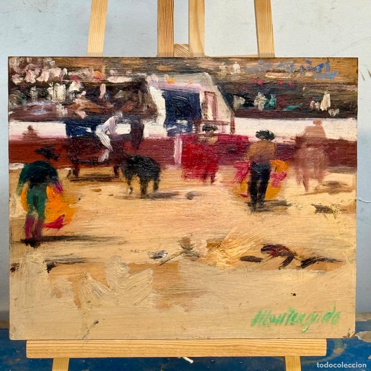 Arte: Philippe Monteagudo (1936-2016) - Plaza de Toros - Oleo/Tablex - Fuentealbilla - Albacete