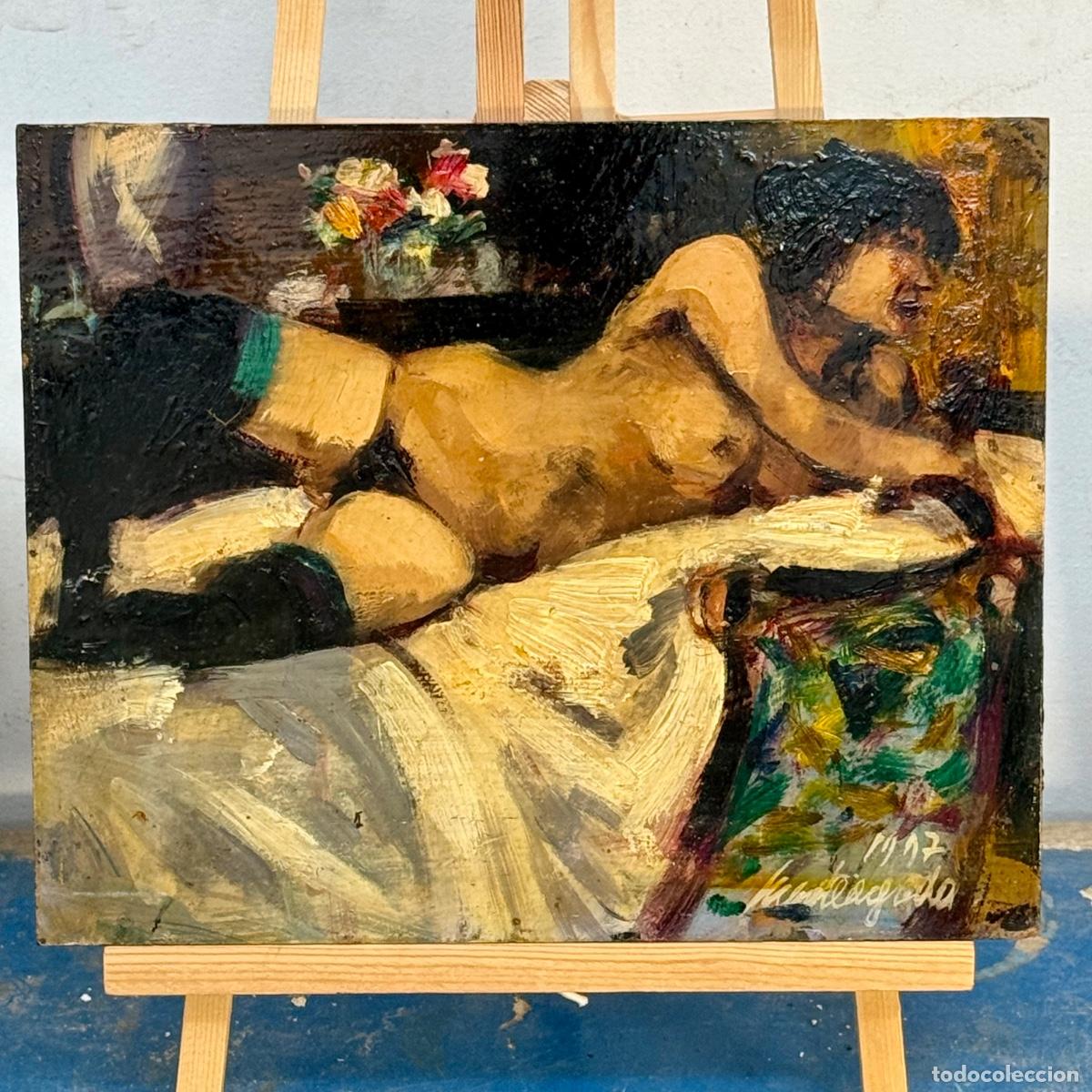 Arte: Philippe Monteagudo (1936-2016) - Mujer - 1997 - Oleo/Tablex - Fuentealbilla - Albacete - Desnudo
