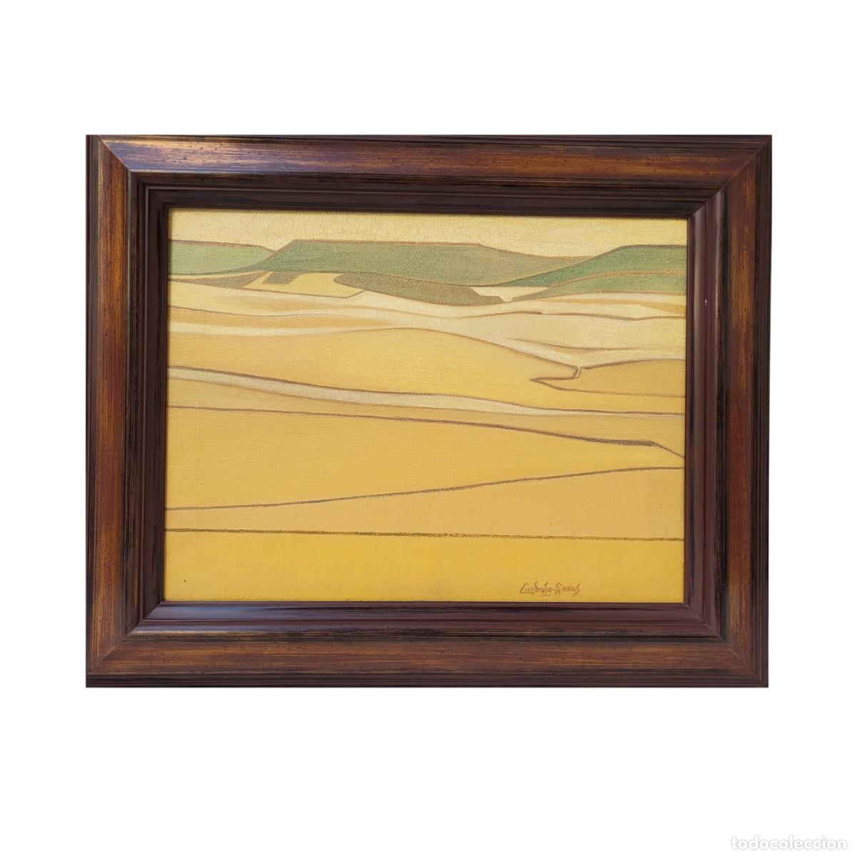 Arte: &Oacute;leo sobre lienzo &ldquo;Paisaje amarillo con cerros&rdquo; F&eacute;lix Cuadrado-Lomas - Valladolid Grupo Simancas