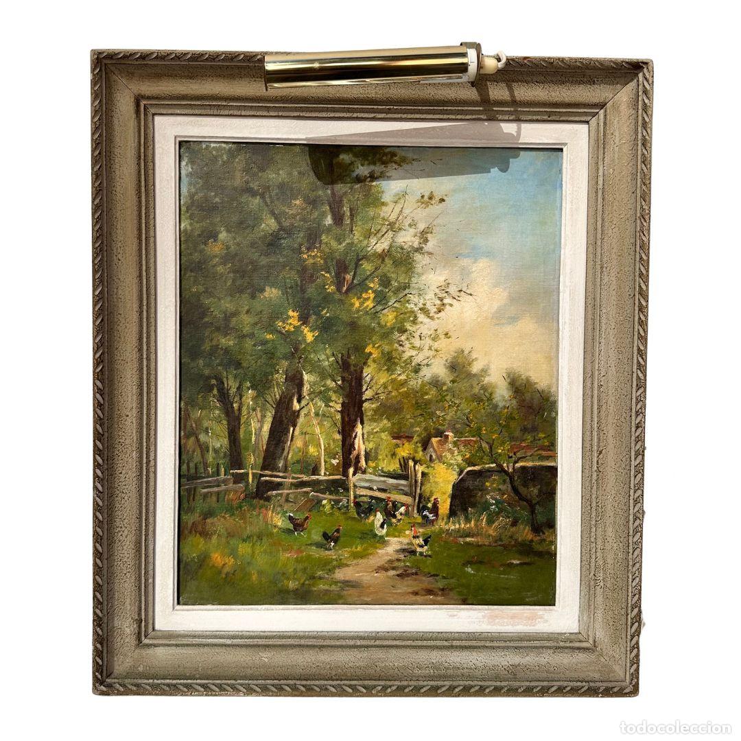 Arte: &ldquo;Paisaje campestre con gallinero&rdquo;, Escuela Francesa, Impresionismo, f. s. XIX / p. s. XX &ndash; Francia