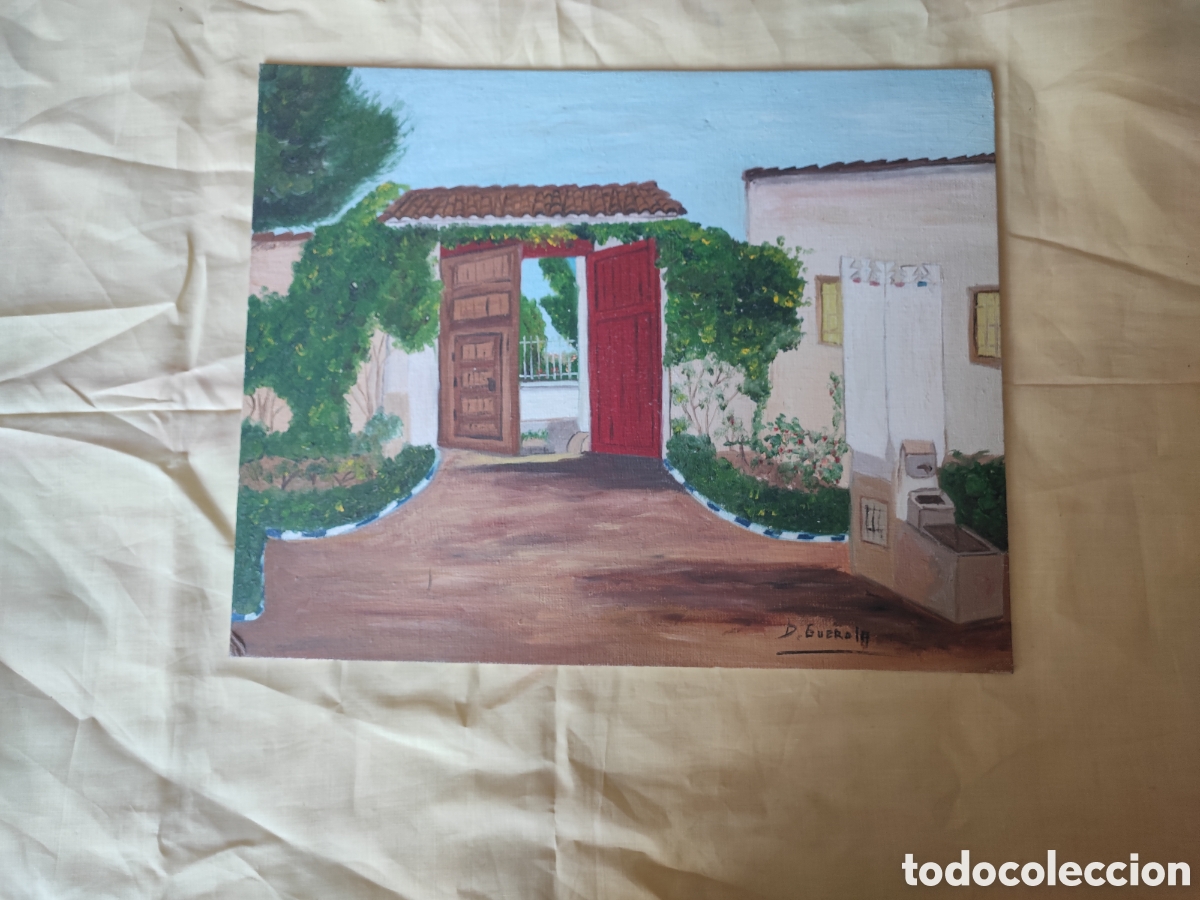 Arte: Antiguo retrato pintado &oacute;leo sobre cart&oacute;n firmado