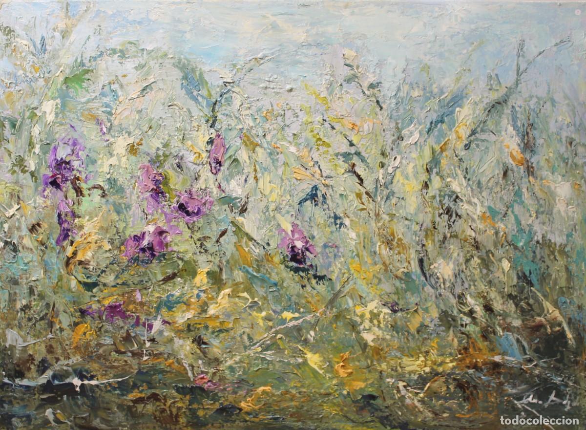 Arte: Jard&iacute;n de flores - Ana Delgado - &Oacute;leo sobre lienzo