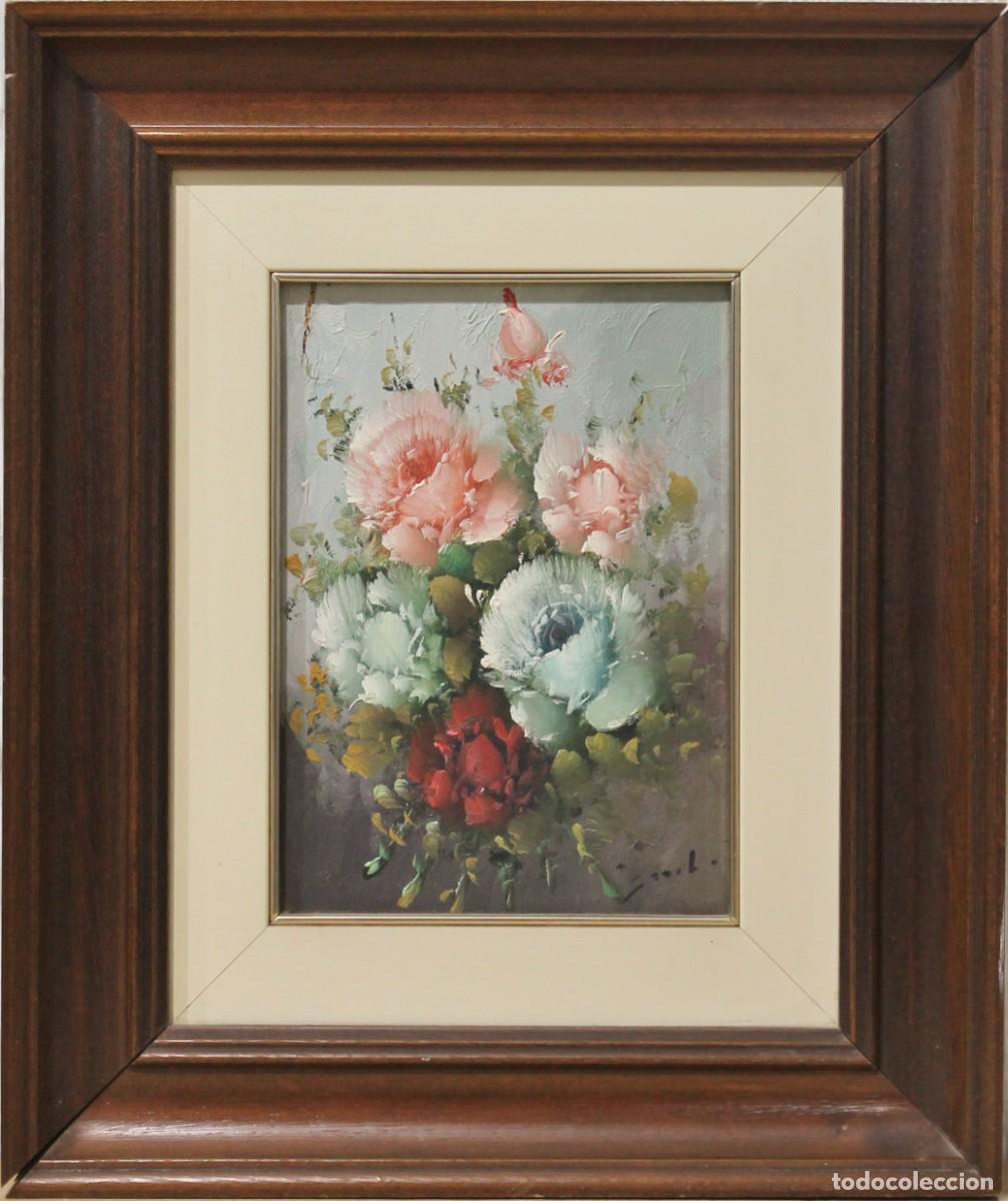 Arte: Flores - An&oacute;nimo - &Oacute;leo sobre tabla