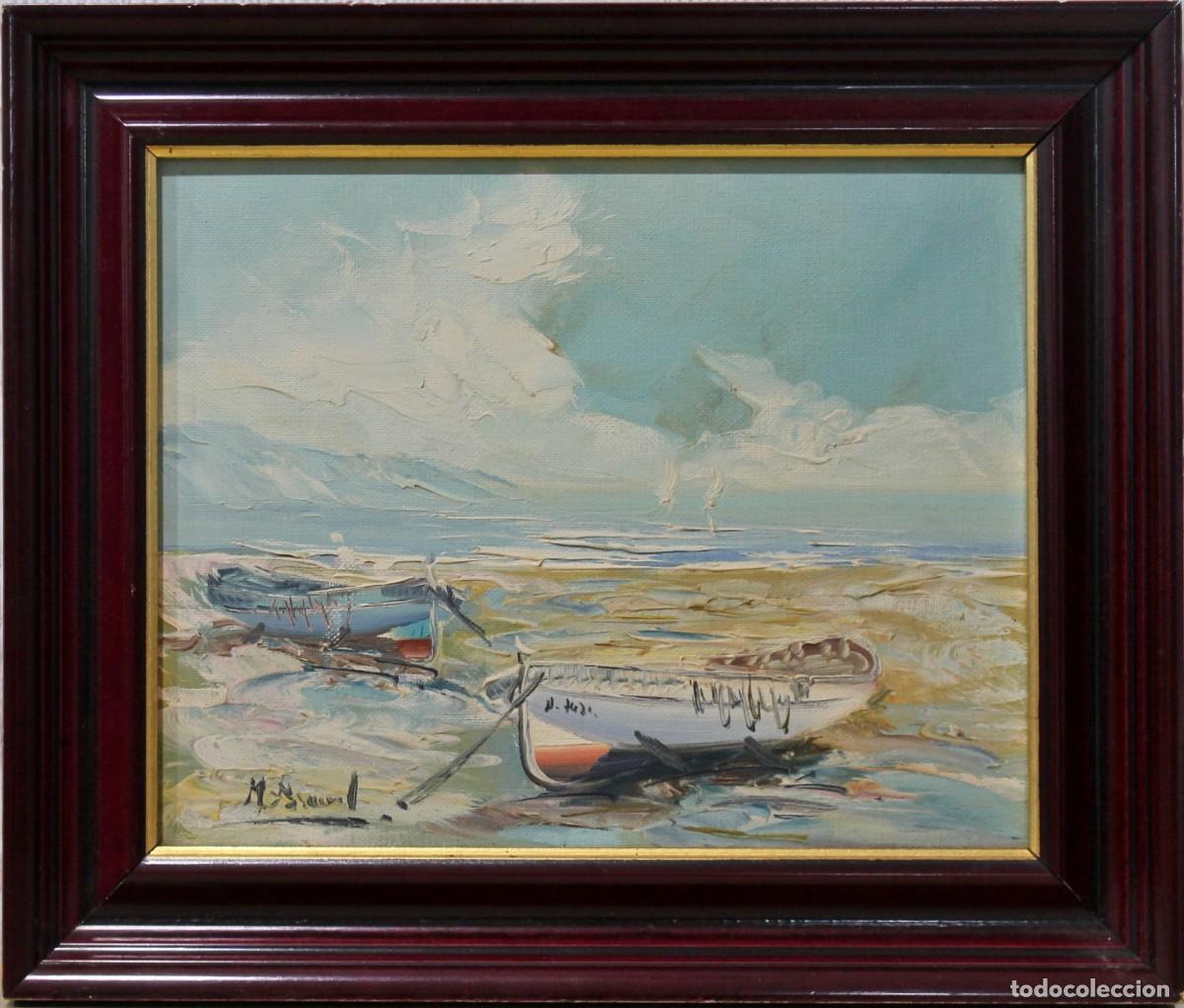 Arte: Barcas - Escuela holandesa - &Oacute;leo sobre tabla