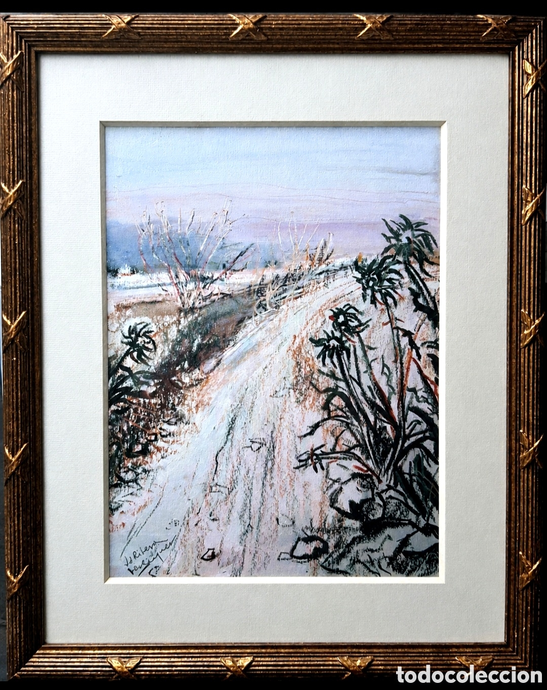 Arte: Ribera Berenguer (Valencia,1935-Castell&oacute;n,2016) &rdquo;Camino &rdquo; c&eacute;ras y gouache (28,5 x 21)