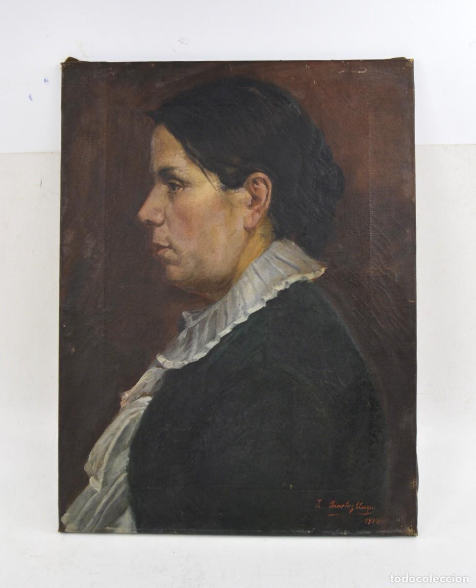 Arte: J. S&aacute;nchez Luque, retrato de se&ntilde;ora, pintura al &oacute;leo sobre tela, fechado en 1914.