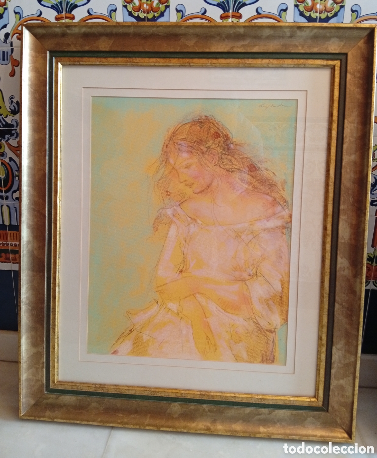 Arte: Pintura gallega t&eacute;cnica mixta pastel del gran Xaime Quessada Porto Ourense, 1937-2007)