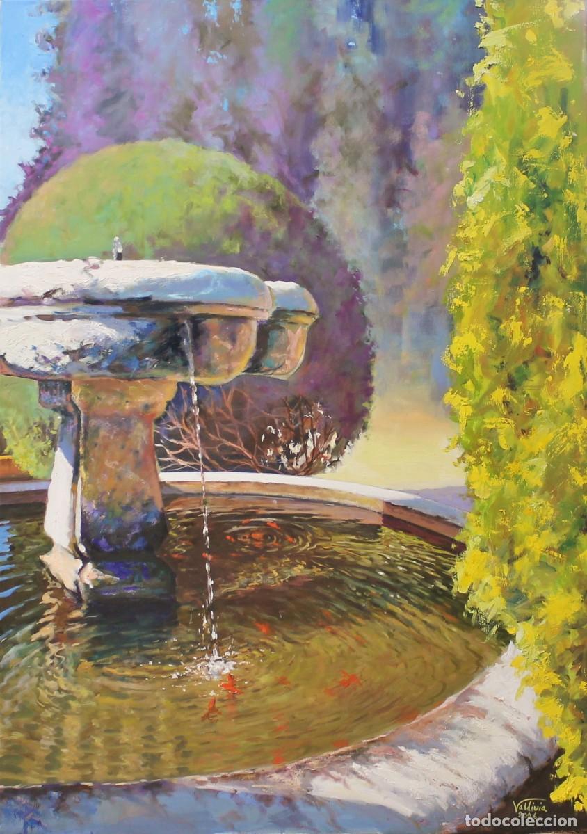 Arte: Fuente Jard&iacute;n Alc&aacute;zar de Sevilla - Jos&eacute; Luis Valdivia - &Oacute;leo sobre lienzo