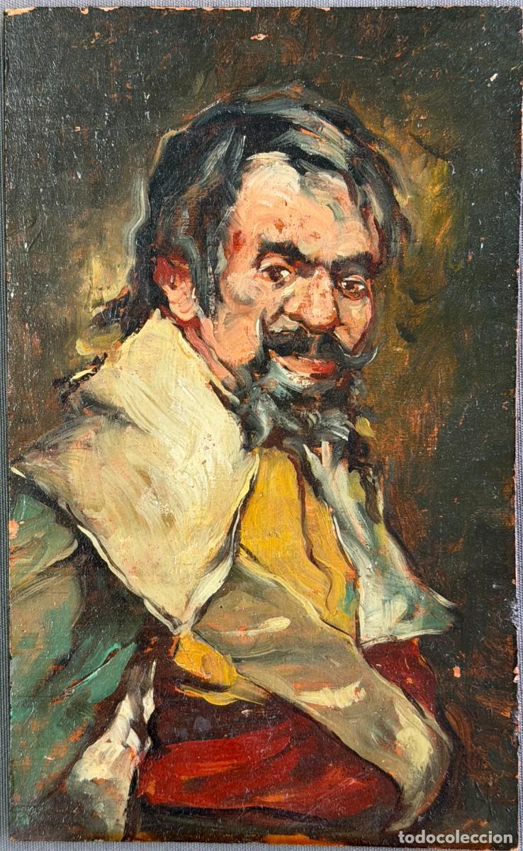 Arte: &oacute;leo sobre tabla , sin firmar , retrato costumbrista popular , 1940s