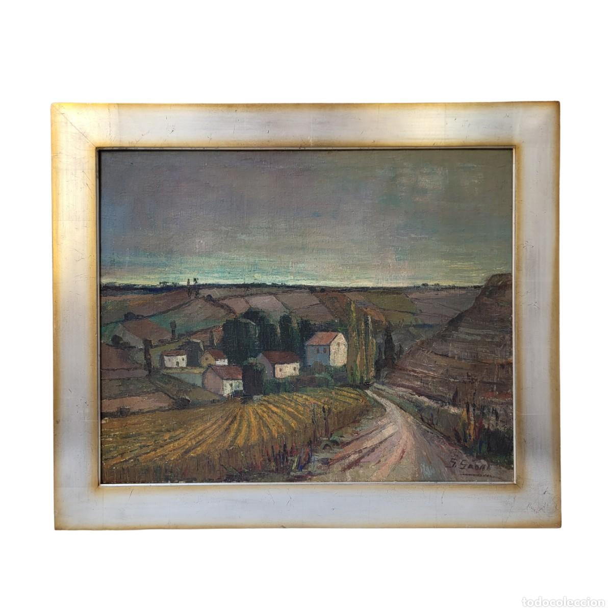 Arte: &Oacute;leo sobre lienzo &rdquo;paisaje castellano&rdquo; Gabino Gaona, d&eacute;cada 1950 - Espa&ntilde;a, Valladolid