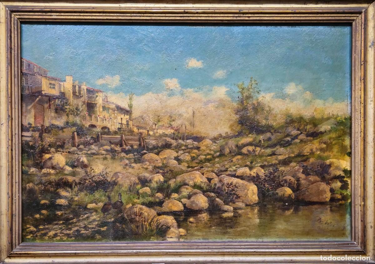 Arte: Escuela catalana finales s. XIX, &oacute;leo/tabla 65 x 44 cm. Vista de Camprod&oacute;n. Con marco.