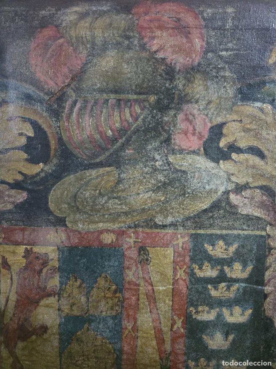 Arte: CUADRO ANTIGUO CON ESCUDO HERALDICO - Foto 3