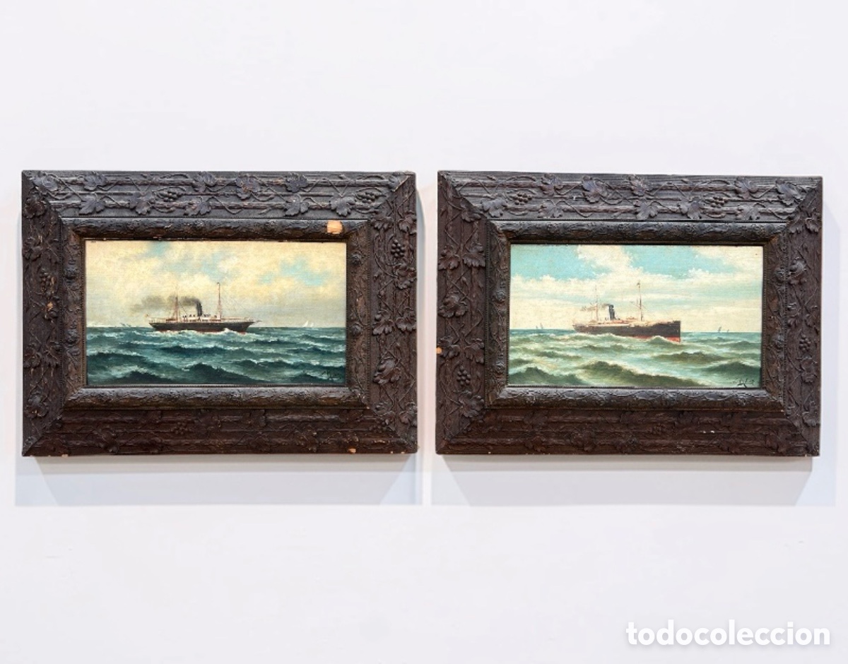 Arte: PAREJA DE TABLAS DE MARINAS (SIGLO XIX) VICENTE MOLINA
