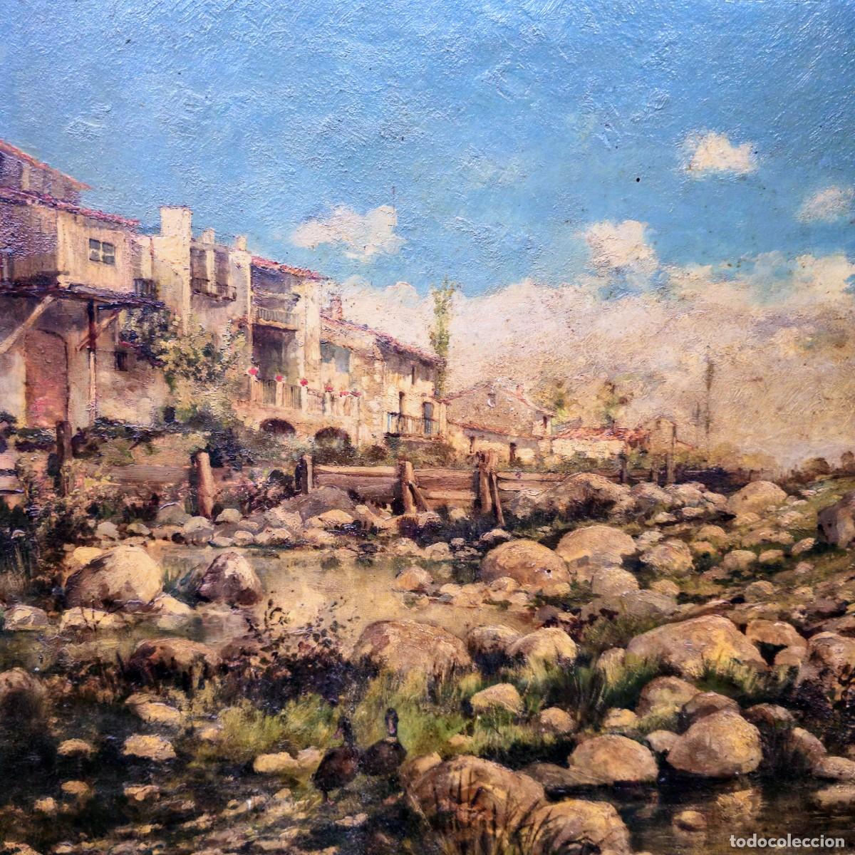 Arte: Escuela catalana finales s. XIX, &oacute;leo/tabla 65 x 44 cm. Vista de Camprod&oacute;n. Con marco.
