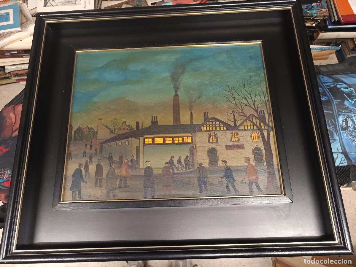 Arte: PINTURA NAIF DE UN PAISAJE INDUSTRIAL DEL PINTOR JUAN Z&Uacute;&Ntilde;IGA. 1973 .73 X 64 CM. VALENCIA . MALLORCA