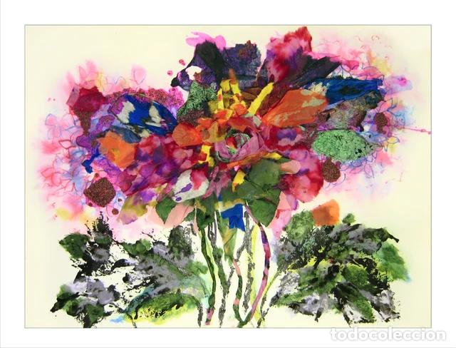 Arte: Pintura floral sobre papel