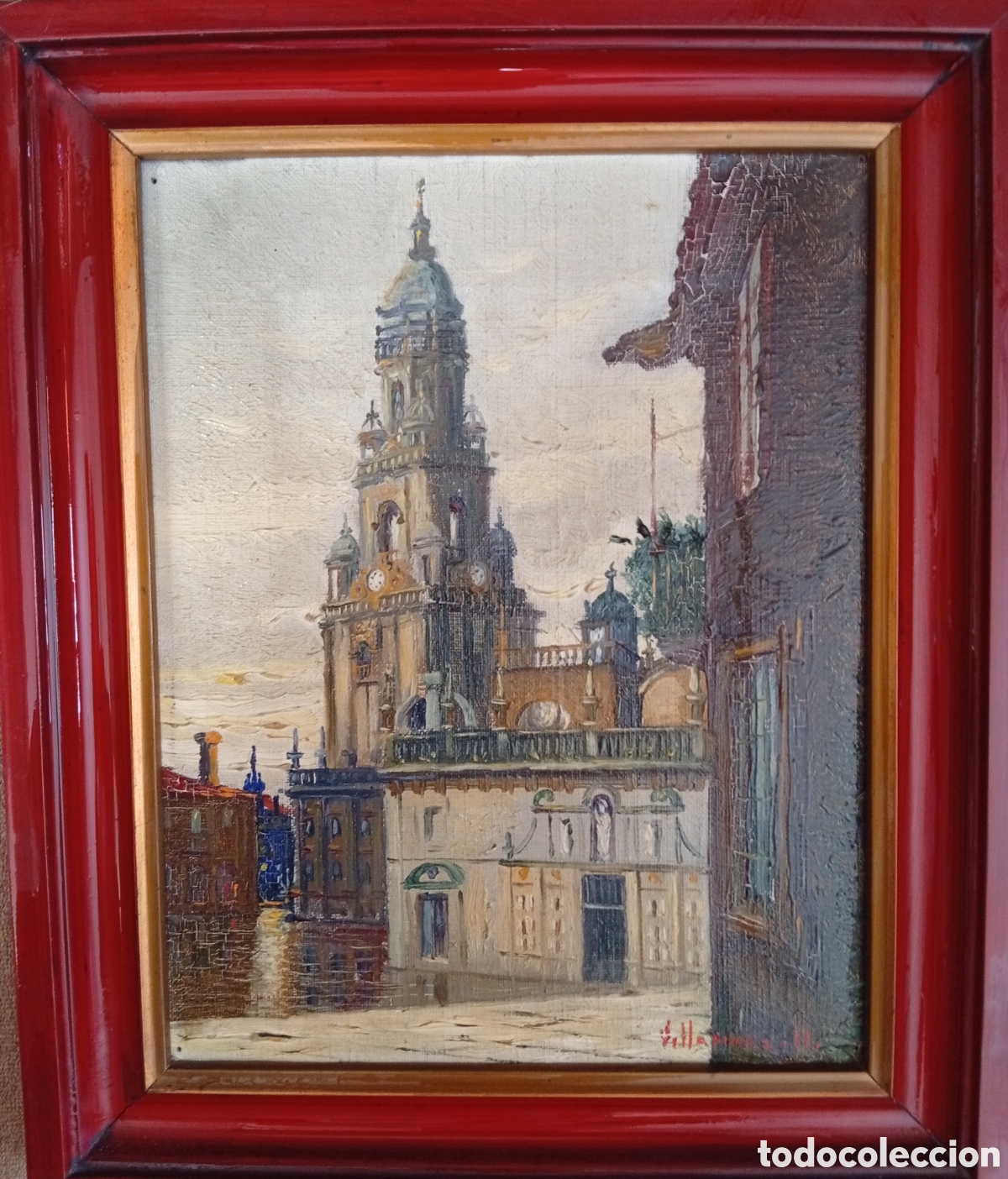 Arte: Pintura gallega preciosa obra oleo lienzo del gran pintor Lino Mart&iacute;nez Villafinez (Mar&iacute;n,1892-1970)