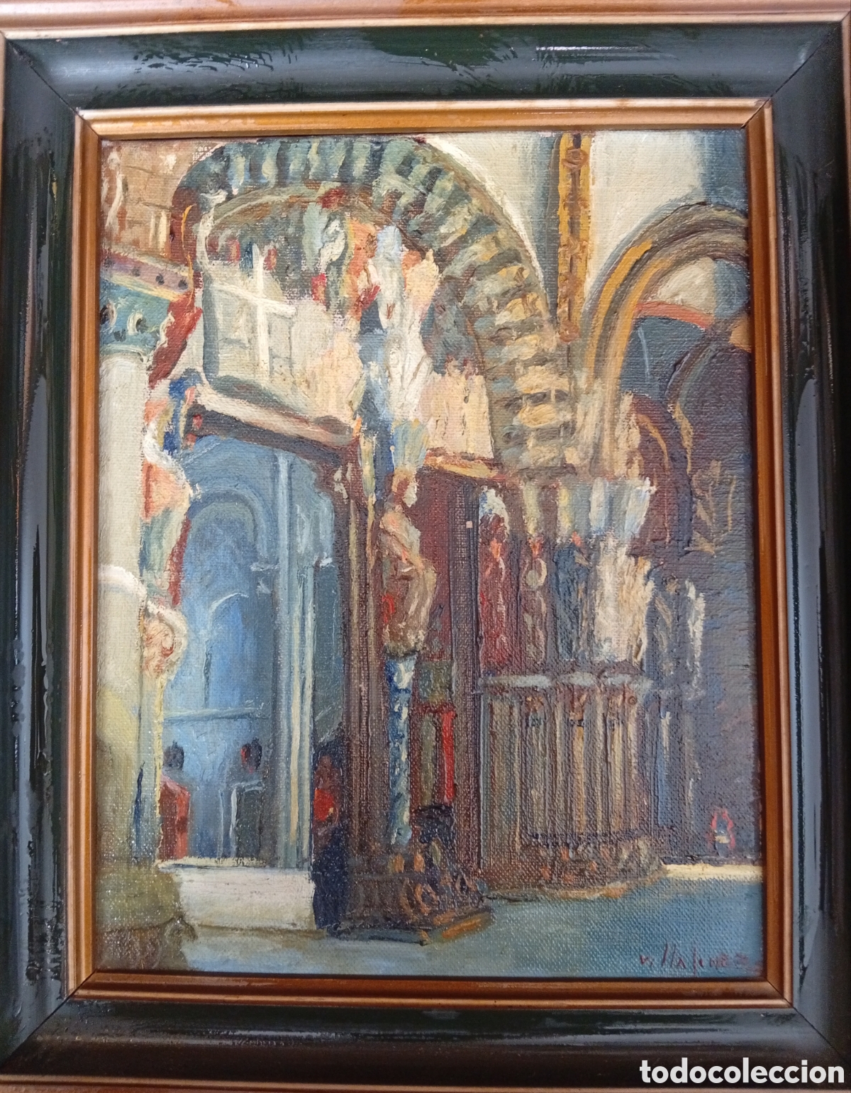 Arte: Pintura gallega preciosa obra oleo lienzo del gran pintor Lino Mart&iacute;nez Villafinez (Mar&iacute;n,1892-1970)