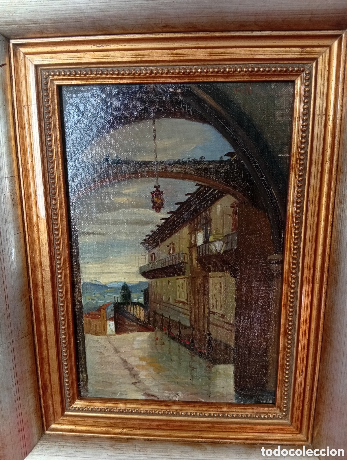 Arte: Pintura gallega preciosa obra oleo lienzo del gran pintor Lino Mart&iacute;nez Villafinez (Mar&iacute;n,1892-1970)
