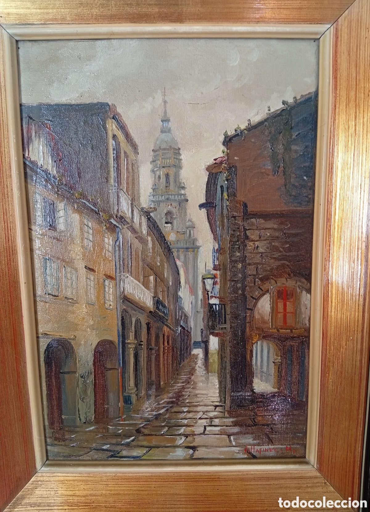 Arte: Pintura gallega preciosa obra oleo lienzo del gran pintor Lino Mart&iacute;nez Villafinez (Mar&iacute;n,1892-1970)