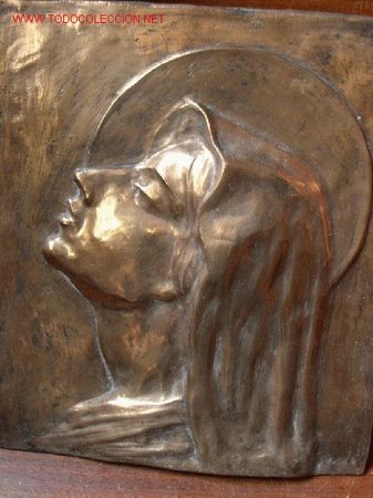 Arte: EXTASIS DE LA VIRGEN/SANTA EN BRONCE, RELIEVE