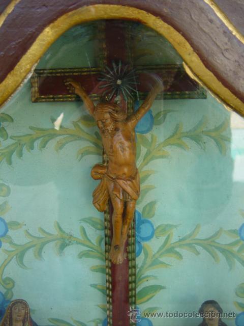 Arte: Oratorio, con Cristo crucificado e dois Santos, sec 19 - Foto 2