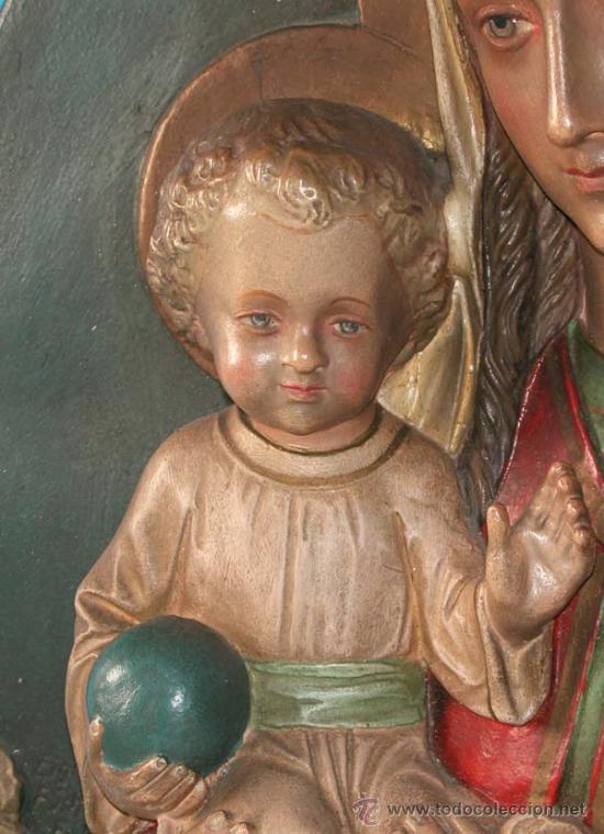 Arte: Impresionante - Virgen con niño - ,relieve de gran tamaño para colgar,estuco,Alemania 1900 - Foto 6 - 12293269