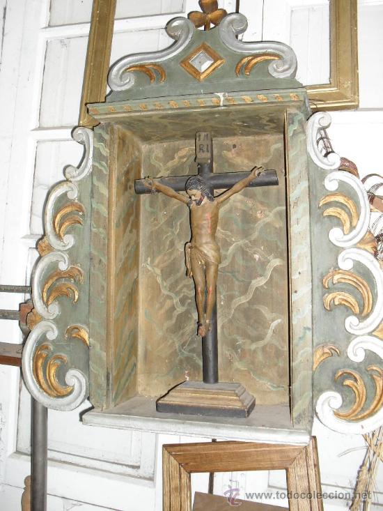 Arte: cristo en hornaciona madera - Foto 1