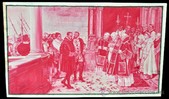Arte: PRECIOSO GOUACHE DEL 1900 APROX. DE TEMA ARISTOCRÁTICO-RELIGIOSO. GRAN CALIDAD
